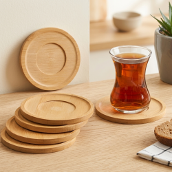 Wooden Coaster Set 6 Pcs